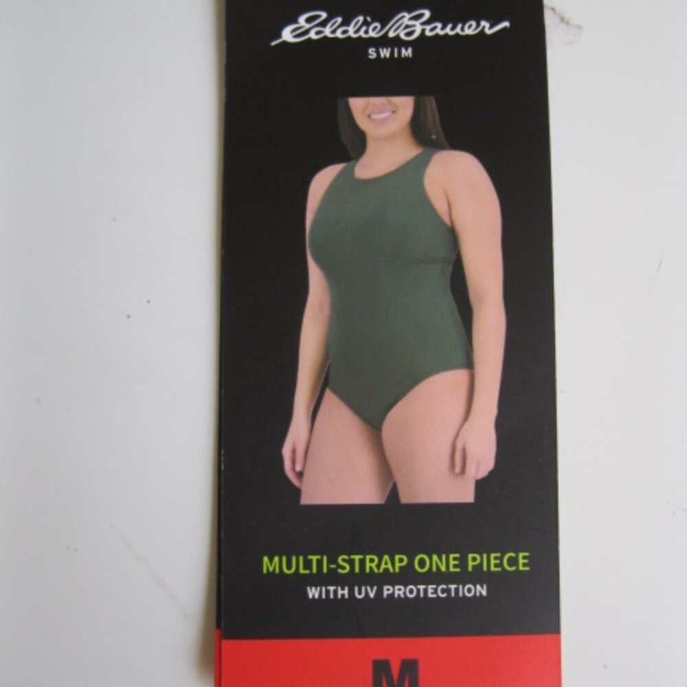 Eddie Bauer Women's Multi-Strap One-Piece with UV Protection Swimsuit, Green, M